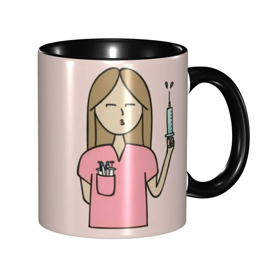 Pink Doctor Nurse Coffee Mugs DIY Customized Enfermera En Apuros Ceramic Milk Tea Mug Cup