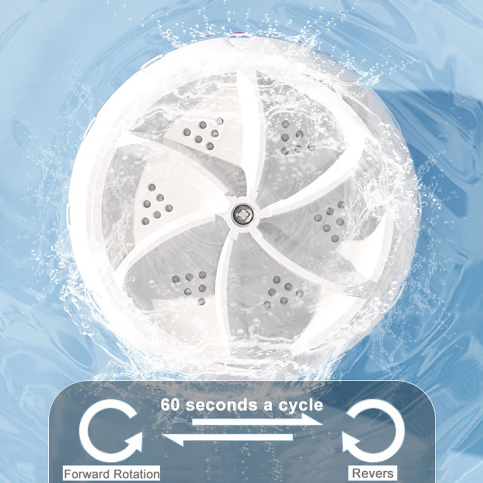 Portable Turbo Washing Machine Hight Power Mini Ultrasonic Washer for Baby Clothes Underwear Socks Business Trip Travel USB