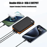 50000mAh Portable Solar Power Bank Fast Charging USB-C/USB-A for IOS Android Outdoor Large Capacity Charger