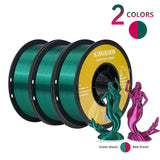 KINGROON Dual-color Silk PLA Filament 1.75mm 2 Color Coextrusion Glossy 3D Printer Filament PLA, 3kg/pack 1kg each spool
