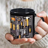 11OZ Coffee Mug Toolbox Design Wrench Pattern Mechanic Water Cup Ceramic Mechanic Mug Themed C-Shaped Handle Car Mechanic Gift