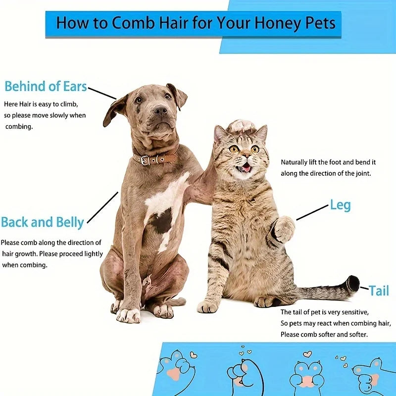 Pet Hair Remover Brush - Effective Shedding Control Gentle Deshedding Comb for Dogs Cats Long Hair Grooming Daily Use & Bathing
