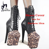 Leopard Print Suede Pole Dance Boots Overshoes Wear-Resist Women Sandals Pumps High-heeled Shoes Platform Protectors Cover Shoes