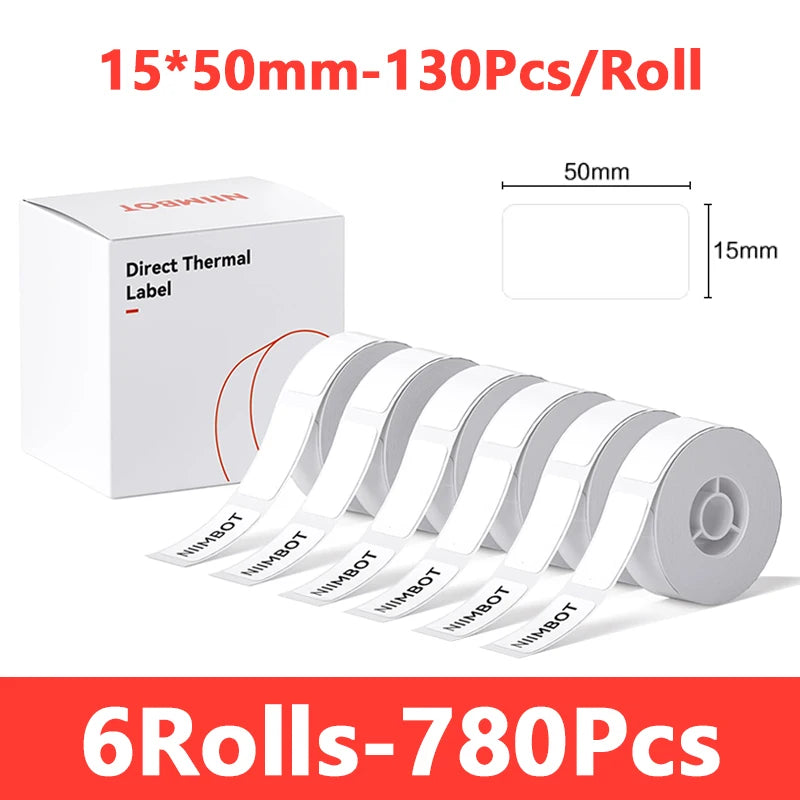 Niimbot 1/3/6 Rolls White Label Waterproof Adhesive Sticker Anti-Oil Paper For B1 B21 Mini Portable Thermal Printer Label Maker