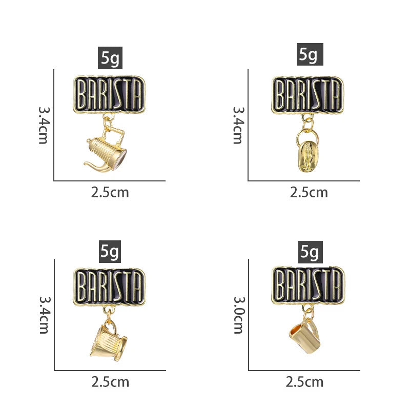 Coffee Maker Enamel Brooch Coffee Bean Grinder Coffee Kettle Cup Bag Barista Badge Punk Lapel Coffee Collection Pin Jewelry Gift