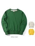Retro Olive Green Heavy Terry Pullover Sweatshirt Trendy Brand Solid Color Long Sleeve Cotton Men's Loose Retro Trend