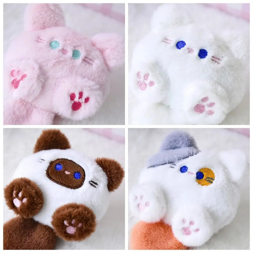 Kawaii Plush Brooch Coffee Cat Plush Keychain Soft Stuffed Cute Cat Plush Doll Colorful Ins Animal Plush Key Chain Kid Girls