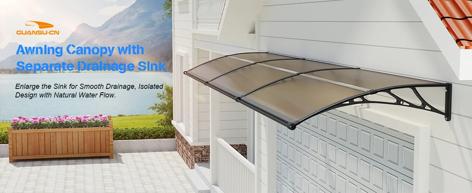 Large Sink Window Door Awning Canopy Outdoor Waterproof Roof Cover For Door Entrance Patio Window Polycarbonate Hollow Sheet