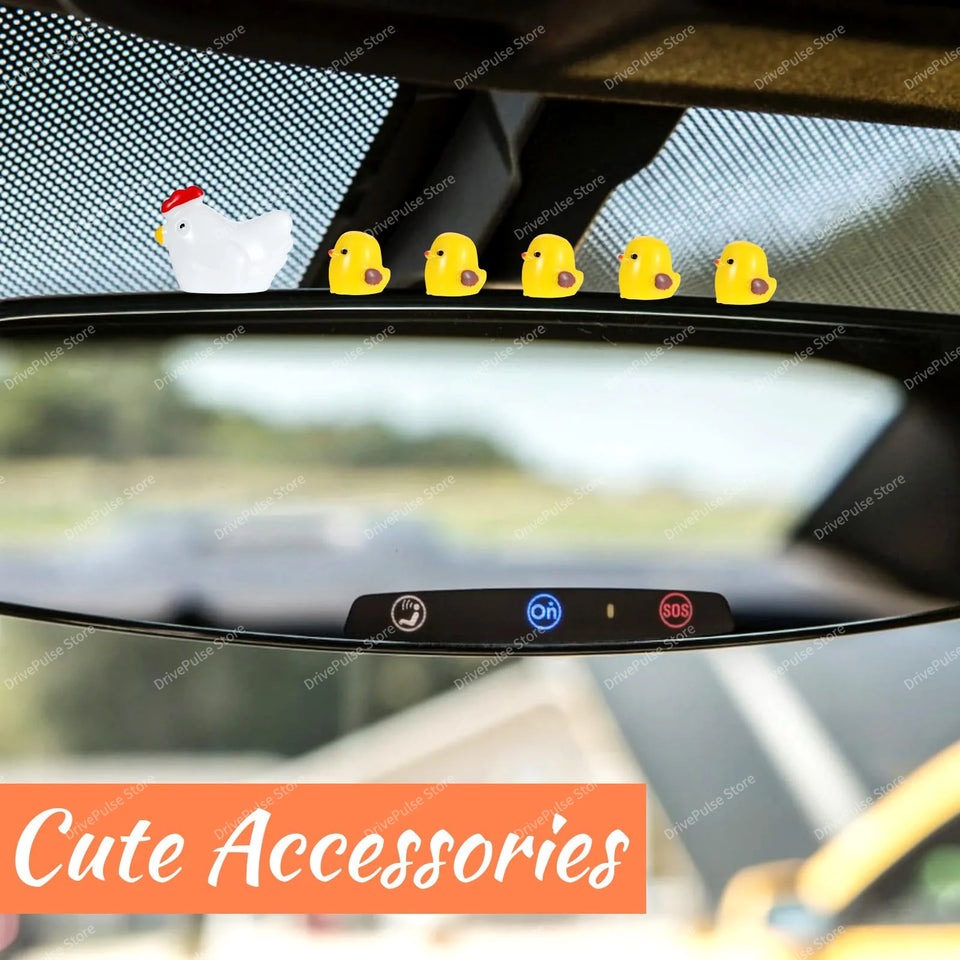 Cute Mini Chickens Car Decor, Fun Chicks Dashboard & Rearview Mirror Ornaments, Fairy Garden Home Accessories, Unique Car Gifts