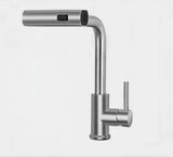 360° rotating, 3-mode waterfall pull-out kitchen faucet, suitable for kitchen sinks, made of stainless steel.