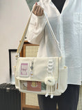 Y2K Japanese Harajuku School Bags for Teenage Girls New Transparent Itabag Crossbody Bag DIY Badges Display Plate Ita Bag