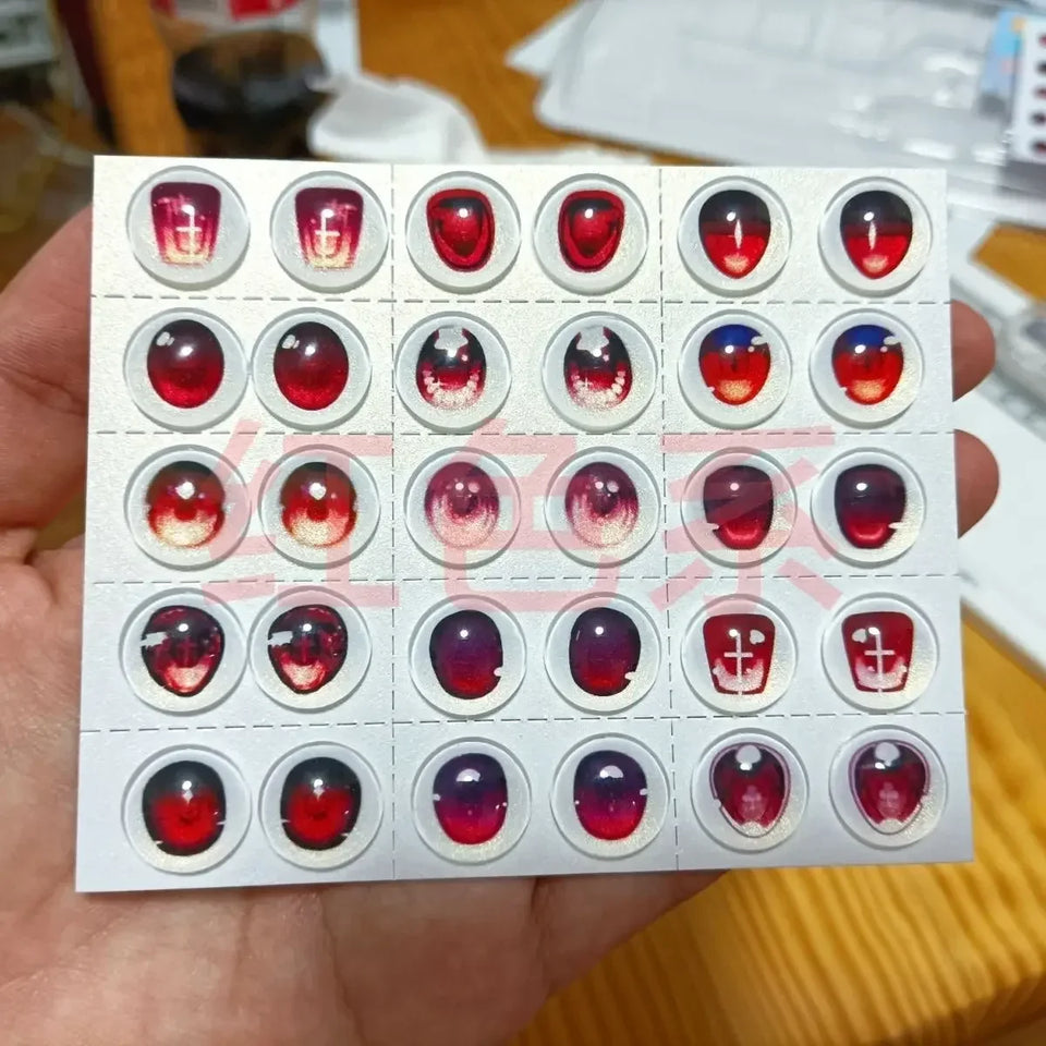 15 Pairs/set Bjd Eye Doll's Eyes 10/12/14/16mm Glass Eyeball Cartoon Type Anime Eye Diy Girl Toys Dress Up Gift Doll Accessories