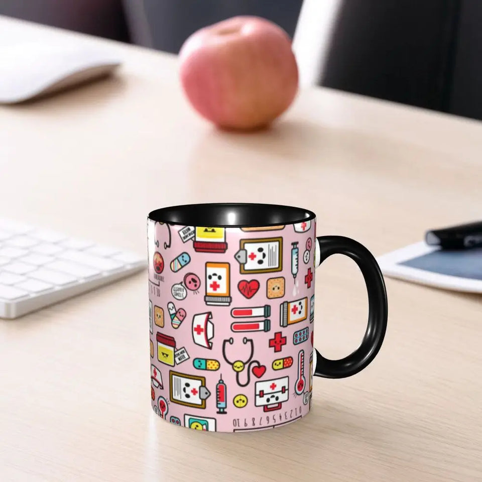 Pink Doctor Nurse Coffee Mugs DIY Customized Enfermera En Apuros Ceramic Milk Tea Mug Cup