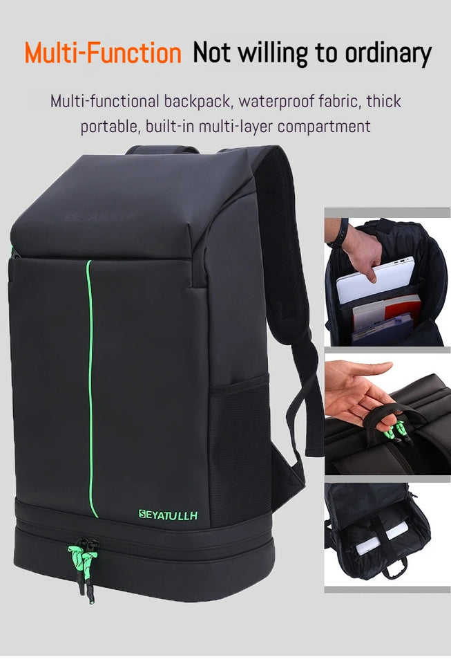 Shoulder Bag Large Capacity Outdoor Leisure Travel Waterproof Wear Resistant PU Sports Mountaineering Bag With Shoe Compartment