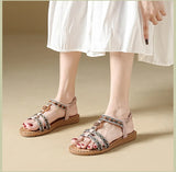 Women's sandals summer bohemian one line elegant slimming anti slip comfortable daily vacation flat beach shoes