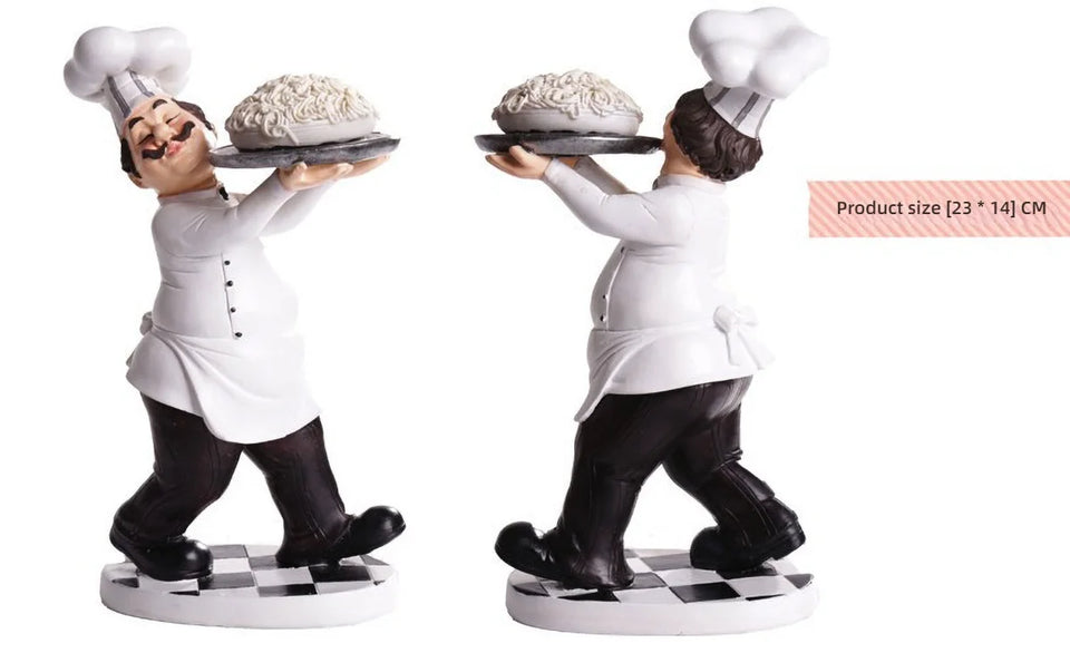 Restaurant Resin Decor - Chef Figurine & Bar Ornaments for Cafe, Commercial Kitchen Decorations Durable Resin Craft