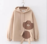 Harajuku Funny Women Hoodies 100% Cotton Winter Plus Fleece Cute Pink Anime Sweatshirt Teen Girl Kawaii Long Sleeve Y2K Hoodie