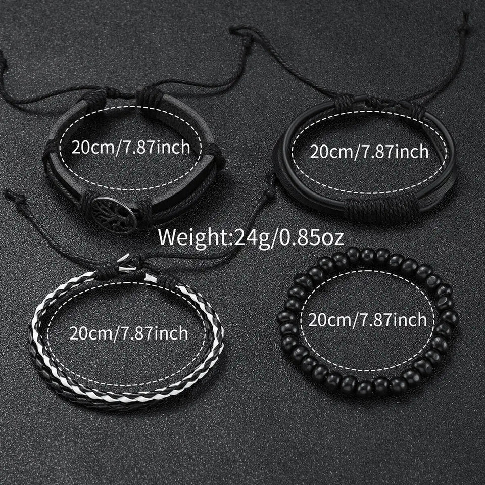 4/5PCS Fashion Leather Strap Men Business Watches Casual Mens Quartz Watch Vintage Bracelets Set Reloj Hombre（Without Box）