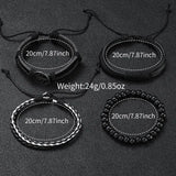 4/5PCS Fashion Leather Strap Men Business Watches Casual Mens Quartz Watch Vintage Bracelets Set Reloj Hombre（Without Box）