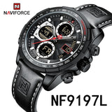 NAVIFORCE Top Military Quartz Watches for Men Luxury Sports Chronograph Watch Waterproof Clock Leather LED Digital WristWatch