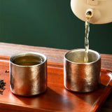 Pure Titanium Double-Wall Mini Coffee Mug,Outdoor Water Cups Silver-Gray Drinking Office Tea Mug 100 ml Luxury-Feel Coffee Cup