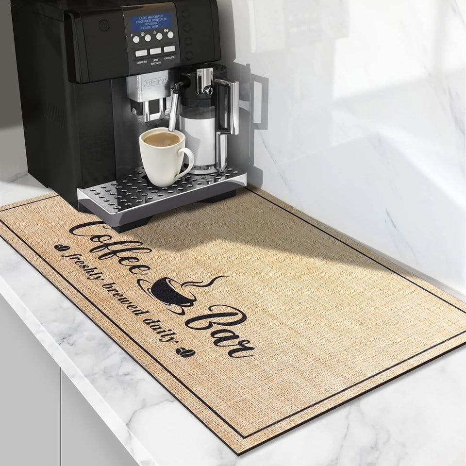 Coffee Bar Drying Mat Fashion Kitchen Decor Non-Slip Heat Resistant Countertop Mat Daily Trendy Countertop Decor Mat