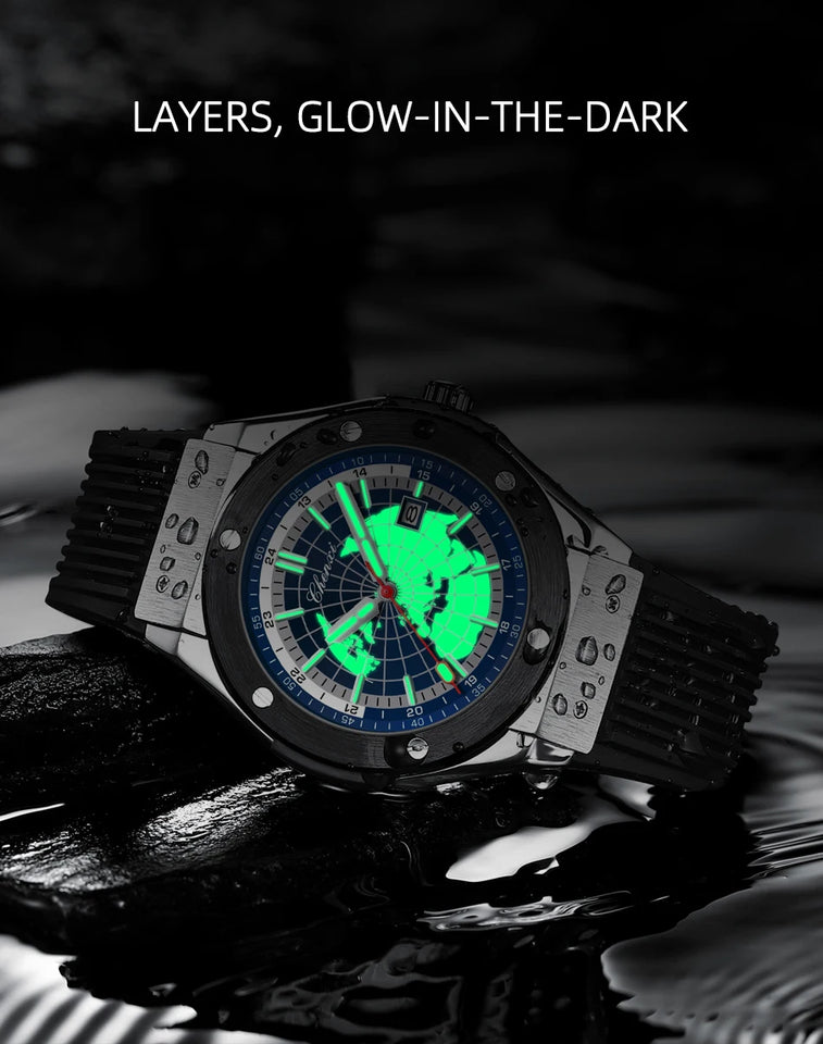 CHENXI 82442 Men's Quartz Watch Casual Outdoors Sports Watches Brand World Map Military Waterproof Men Wrist Watches Clock Gifts