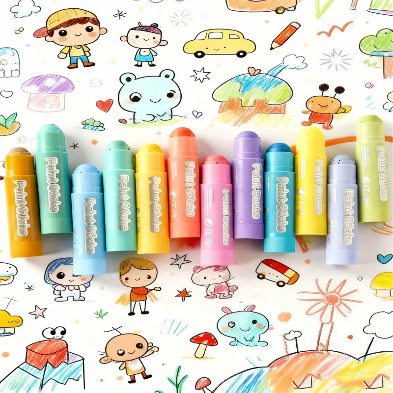 12-Color Macaron DIY Twisting Wax Crayon Set With Soft Colors, Non-staining Hands, High Coverage for Art Sketching
