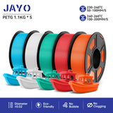 JAYO filaments petg 5Rolls Mixed colors 3D Printer Filament 1.75mm 100% No Bubble FDM 3D Printer Materials DIY Gift 1.1KG/1rolls