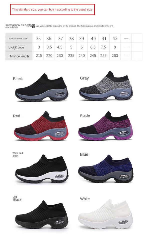 Women Sneakers Fashion Black Sports Casual Shoes Breathable Mesh Lightweight Air Cushion Non-Slip Running Shoe Zapatillas