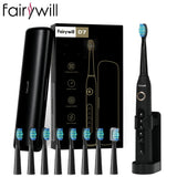 Fairywill FW-507 Sonic Electric Toothbrush 5 Modes USB Charger Tooth Brushes Replacement Timer Sonic Toothbrush 8 Brush Heads
