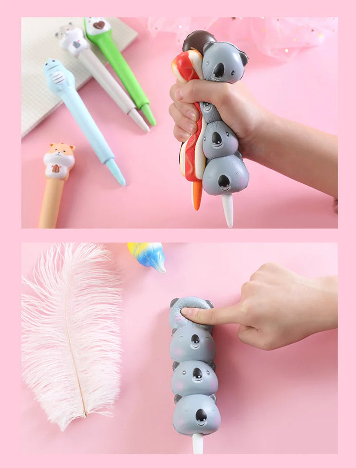 New Squishy Antistress Toys Ice Cream Hot Dog Dinosaur Slow Rising Pen Soft Squeeze Pen Stress Relief Toy Christmas Gifts