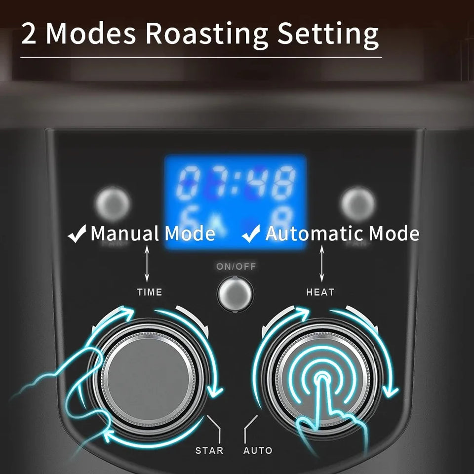 CAFEMASY Home Coffee Roaster Electric Mini No Smoke Coffee Beans Baking Roasting Machine 1400W Coffee Bean Roaster