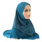 New Arrivals 70*60CM Women Crystal Hemp Turban Hats Lace Splicing Muslim Head Wrap Fashion Scarves Hijab For Lady