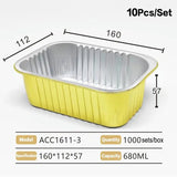 Aluminum Foil Lunch Box Gold Sealed Disposable Takeaway Packaging Commercial Resistant Tin Paper Box With Lid