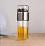 420ML Tea Cup Easy To Clean Glass Tea Cup with Double-layer Tea Infuser Tea Infuser Water Cup Suitable for Office Outdoor Travel