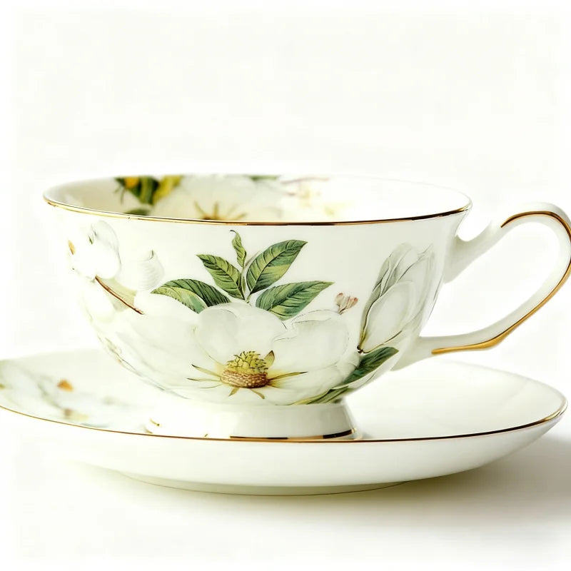 Ceramic teacup, European bone china coffee cup, afternoon tea set, creative English black tea cup, pastoral style water cup