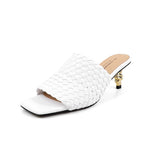 Summer Sandals Women Concise Style Slippers Weave Sandals for Girls Sexy Kitten Heel Elegant Dress Party Wedding  Sandalias