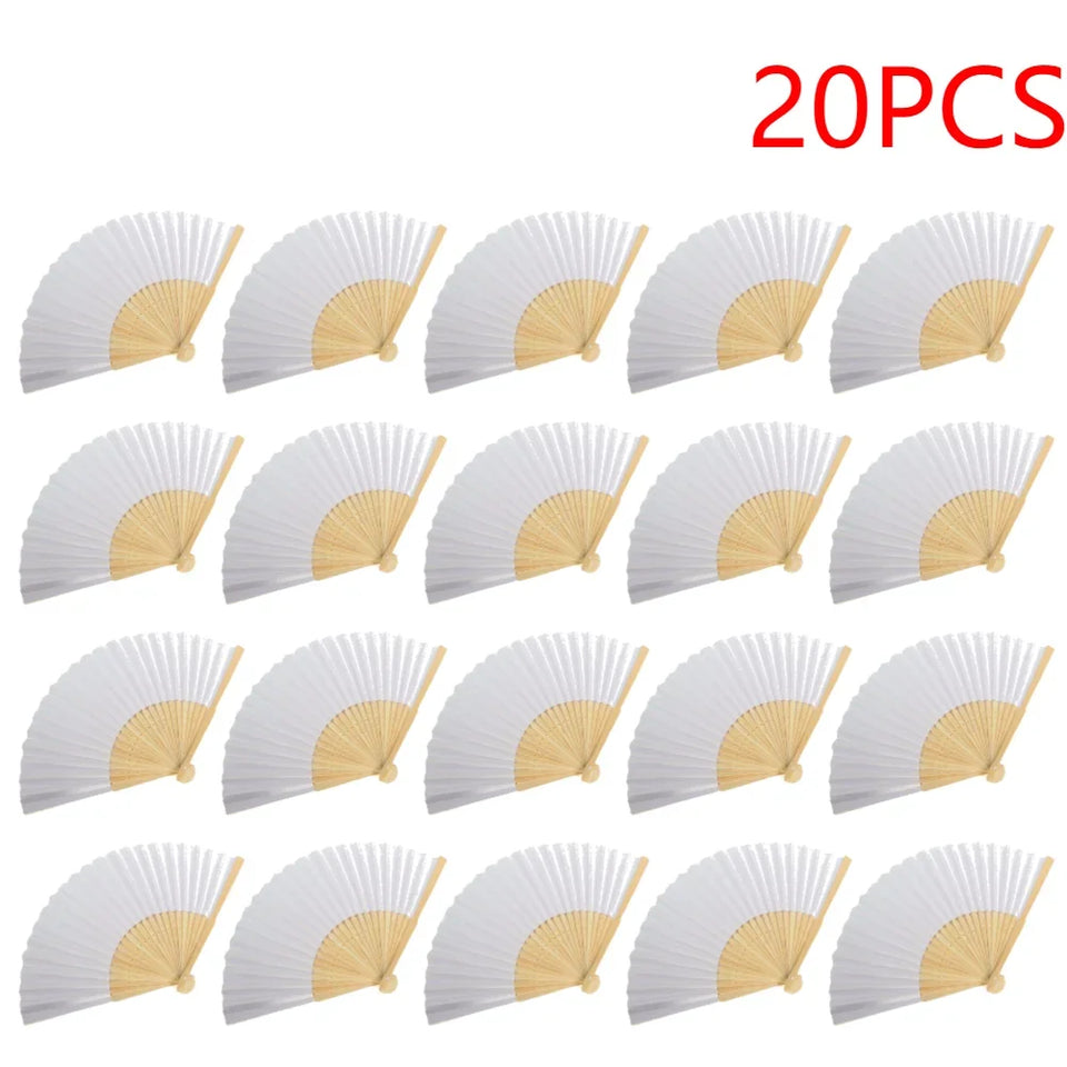 1-50PCS Paper Bamboo Folding Hand Fan Wedding Personalized Fans Party Decor Art Craft DIY Folding Fan for Wedding Party Decor