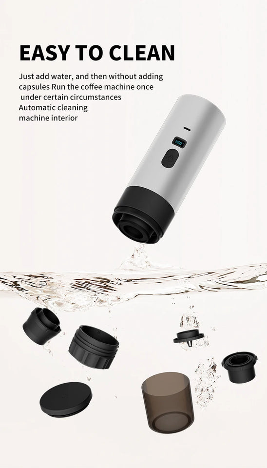 Portable Wireless Charging Coffee Machine 15BAR Multi-function 3 in 1 Fully Automatic Heating Overflow Capsule Coffee Machine