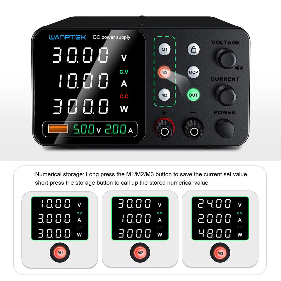 Wanptek Adjustable DC power supply 30V 5A 10A 60V 5A 120V 3A 160V 2A Lab Bench Power Source Stabilized Voltage power supply