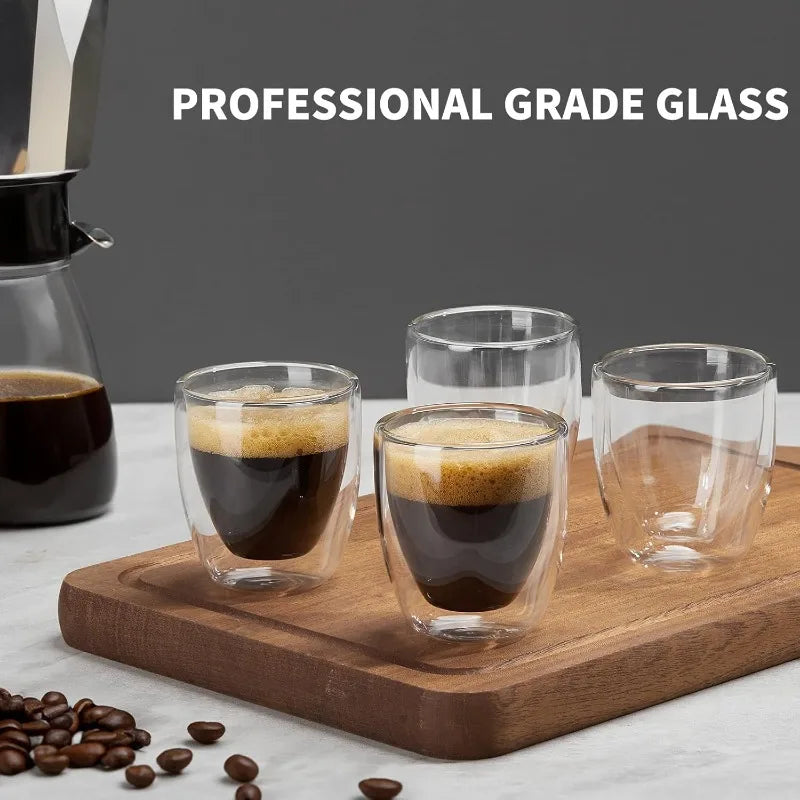 1/3pcs Glass Coffee Cup Transparent Double Walled Glass Heat-resistant Milk Juice Tea Cup Kitchen Bar Party Drinkware Gift Set