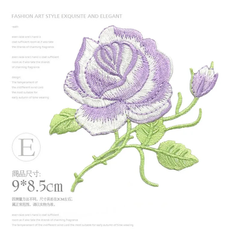 Colored Roses Iron-on Transfers For Clothing Applique On Jeans Big Embroidery Patch  Repair Hole Embroidery Patch Coudre DIY Swe
