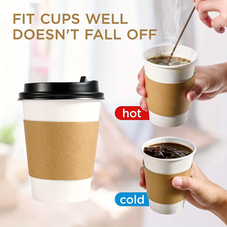 50/100pcs Kraft Paper Coffee Cup Sleeves Disposable Cup Cover Drinks Protective Cover Non-Slip  Heat Insulation Cardboard Holder