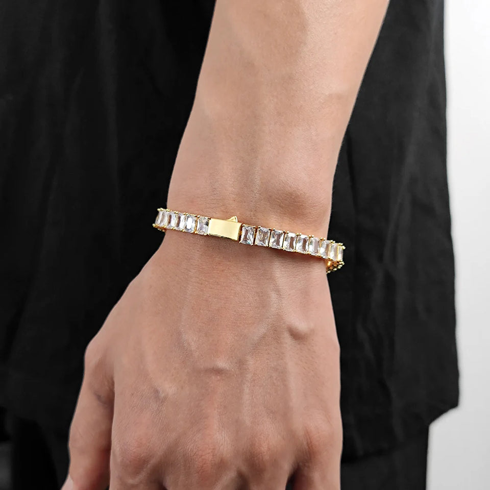 New Arrivals 6mm Baguette Diamond Silver/Gold Plated Hip Hop Jewelry Iced Out Tennis Chain Necklace Gift For Women/Men