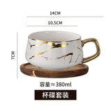 Nordic Marble Textured Ceramic Coffee Cup Creative Office Home Mug with Lid Couple Afternoon Tea Coffee Cup Set Holiday Gift