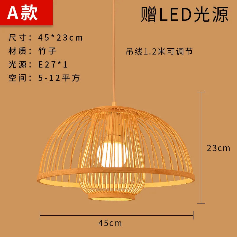 Bamboo Artwork Chandelier Lantern Tea Room Restaurant Restaurant Hot Pot Restaurant Japanese Style Retro Zen