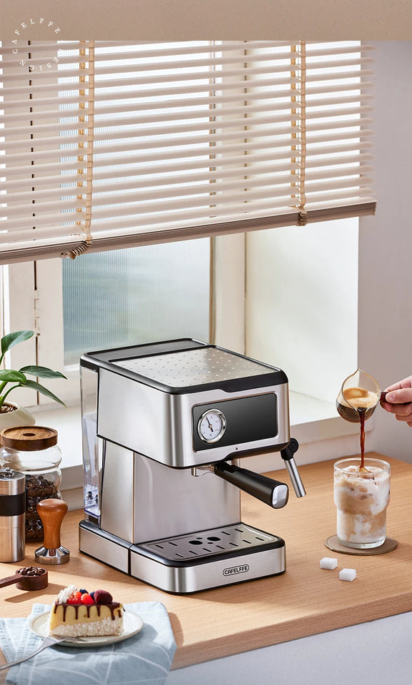 Cafelffe Espresso Coffee Machines Stainless Steel with Milk Frother Steam Wand Semi-Automatic Cappuccino maker 20Bar cafetera