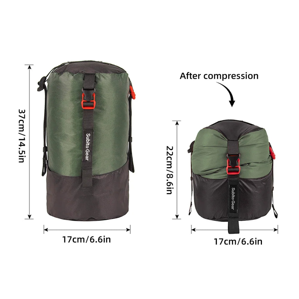Lightweight Compression Stuff Sack 1-2L Waterproof Polyester Compression Bag Storage Bag for Camping Hiking Backpacking