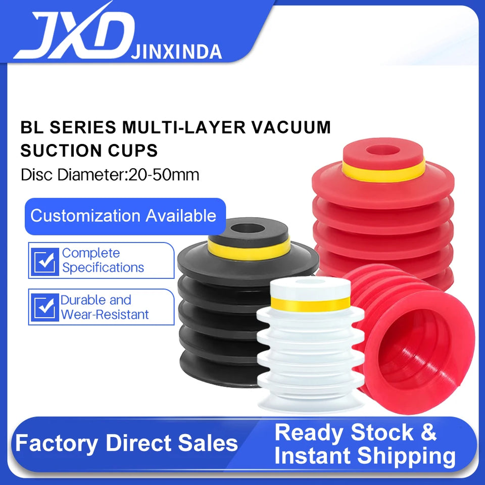 10PCS JXD PIAB Type BL20/30/40/50mm Vacuum Sucker 5-Layer Silicone Suction Cup for Irregular Soft Bag Packaging Robot Component